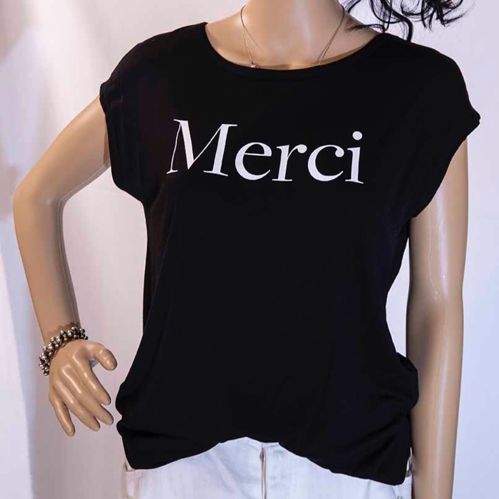 Black "Merci" t-shirt